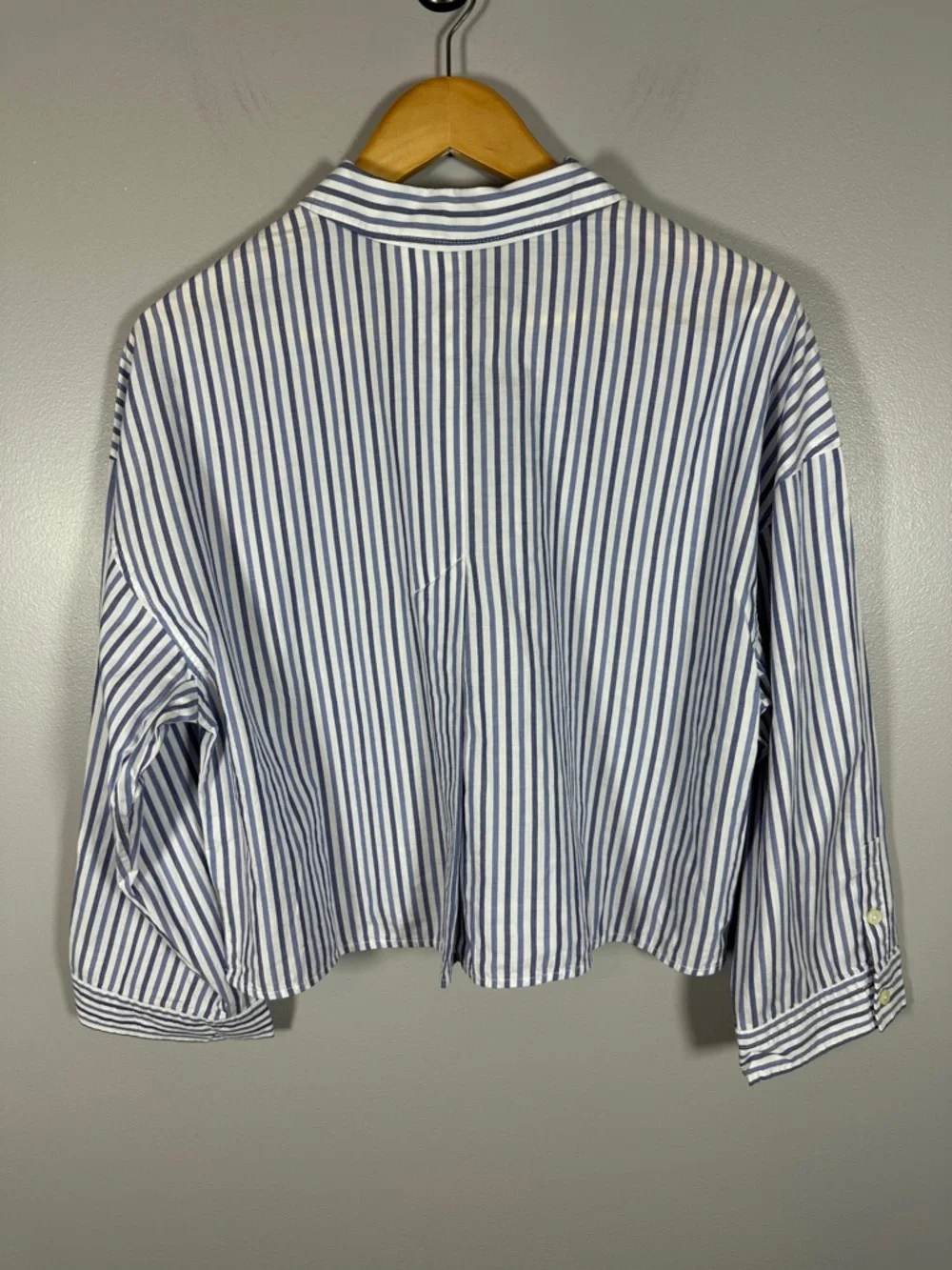 Everlane Cropped Striped Cotton Button Down The Woven PJ Top NWT Small - Picture 9 of 13